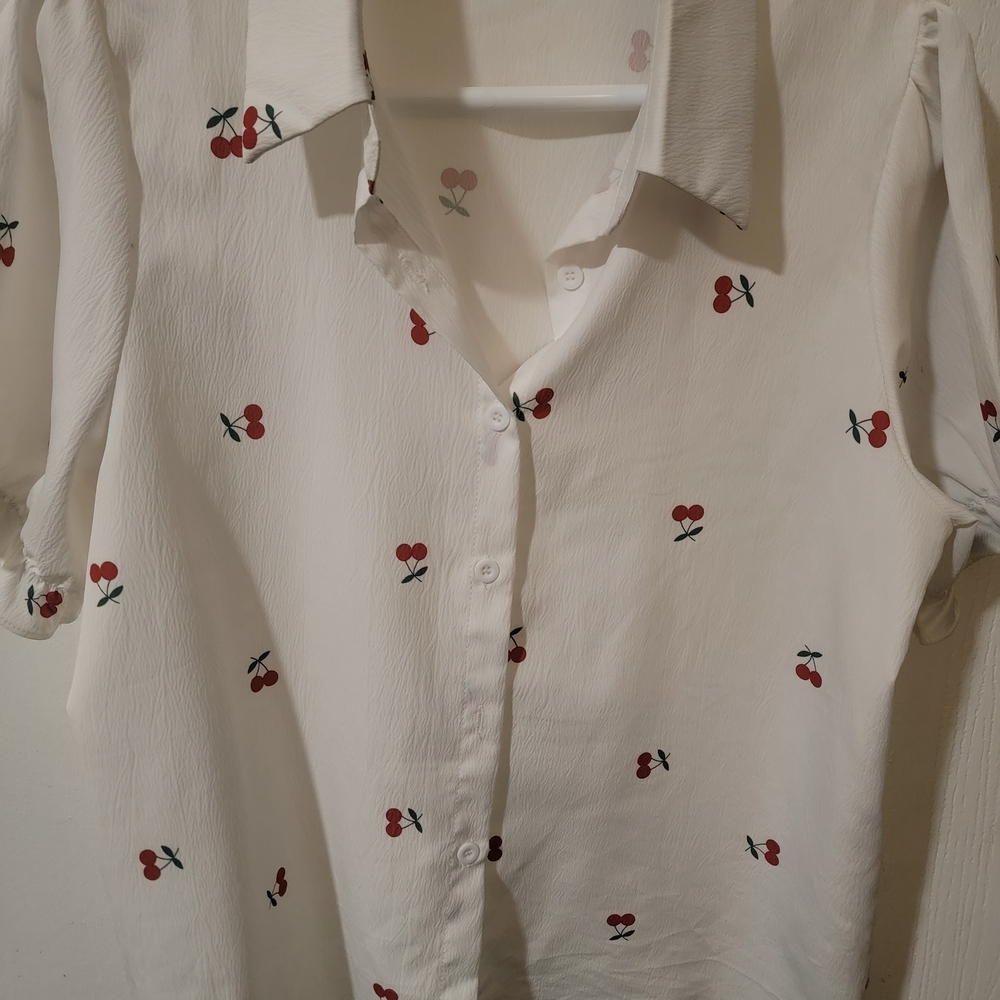 Chic Cherry Print Blouse